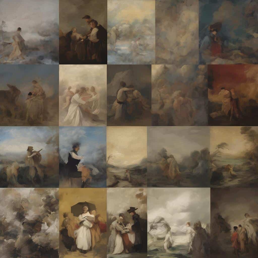 Ουρανοί και ανθρώπινες μορφές σε ζωγραφικά έργα ρομαντισμού.