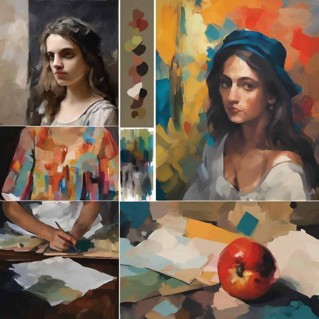 ανθρώπινη προηγμένη γυναίκα πορτρέτο σε ζωγραφικό ύφος, μεγάλη εκπαίδευση και καλλιτεχνικά ρεύματα.